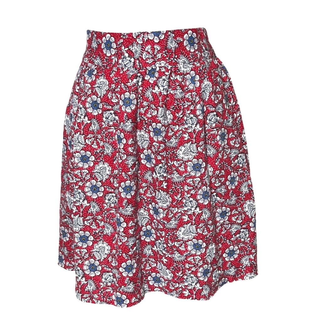 Floral Mini Skirt Linen Blend Red Loft Outlet Women M Cottagecore